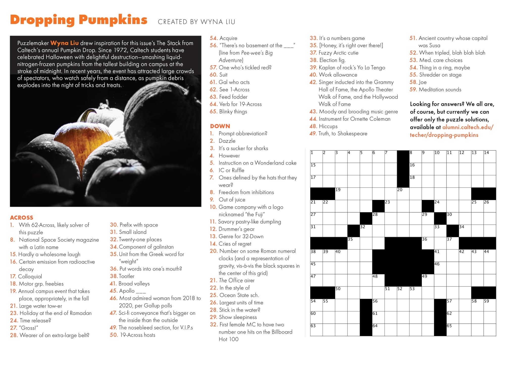 _ct_reef-relief See if you can solve this crossword, taking inspiration from the iconic Techer Pumpkin Drop.